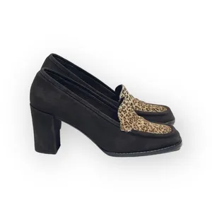 Vintage 90’s: Anne Klein II 𖦹 Calf Hair Heeled Loafers 𖦹 Leopard Print Suede thumbnail 3