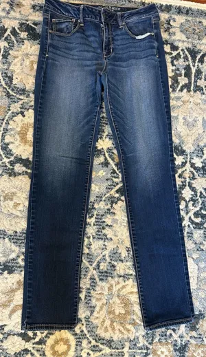 American Eagle Skinny Jeans Women’s 10 Long Blue Super Stretch Denim MidRise thumbnail 1