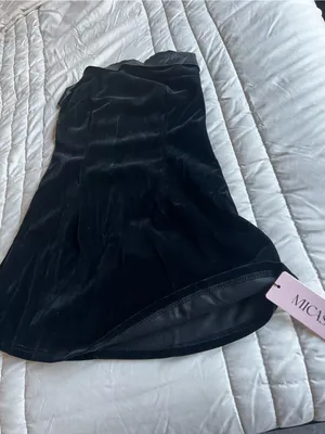 Micas Strapless Black Velvet Mini Dress thumbnail 3