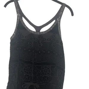 Free People Women's Size 6 Small Black Velvet‎ Sequin Wymsgoth Romantic Top thumbnail 2