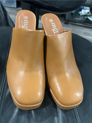 Rouge Women's Tan Leather Mule heel Slides thumbnail 3