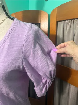 White House Black Market Lilac Scoop Neck Short Sleeve Top thumbnail 8
