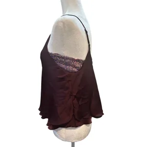 Sequin Cami Top Maroon Sleeveless Party Tank Top thumbnail 2