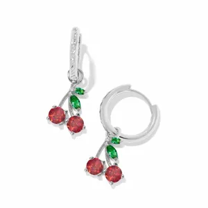 Kendra Scott CHERRY SILVER HUGGIE EARRINGS IN BERRY KYOCERA OPAL thumbnail 3