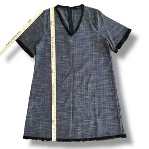 Doe & Rae Tweed‎ Shift Dress Black Gray L NWT Workwear Parisian Chic Capsule thumbnail 5