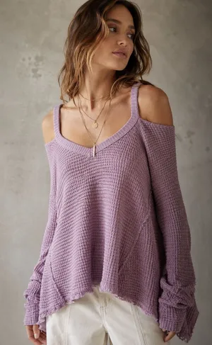 FREE PEOPLE Womens Cold Shoulder Long Sleeve Swing Tunic Sweater Top Size XS thumbnail 1