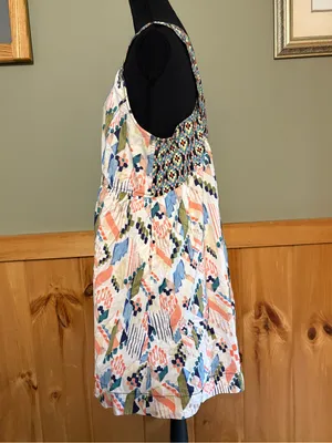 Anthropologie Pastel Multi Geometric Crossback Mini Sundress size Large thumbnail 5