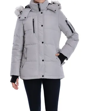 BCBGeneration Women’s Short Puffer Faux Fur Hooded Jacket Size S (c3) thumbnail 1