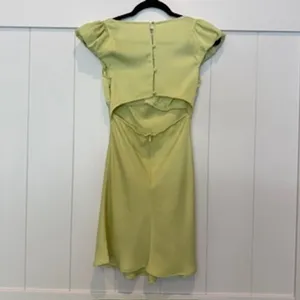 Lush Mini Dress Square Neck Puff Sleeve Cutout Back A-Line Green XS‎ thumbnail 4