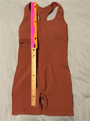 Aurola Brown Power Romper Small, Removable Padding, Racerback, Ruched Back thumbnail 5