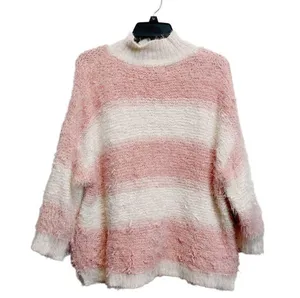 Altar'd State High Neck Stripe Pink White Sweater M/L loose Fit Winter Fall Knit Fringe thumbnail 2