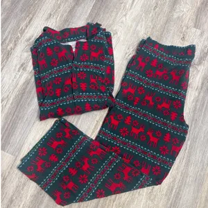 Hanna Andersson Soft‎ Womens XL Tencel Pajama Set Green Red Reindeer Fair Isle thumbnail 1