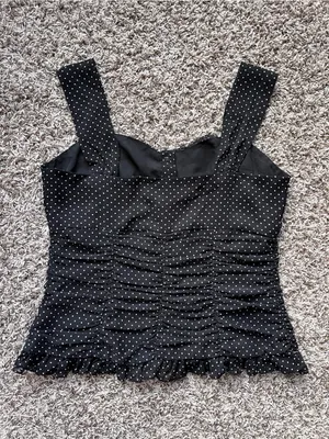 Bandolino Ruched Polka Dot Button Down Tank Top Black Size 10 thumbnail 6