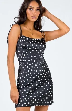 Princess Polly Black Floral Mini Dress thumbnail 1