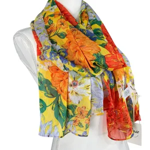 aerie Wrap Scarf Bright Floral Print Sheer NWT thumbnail 2