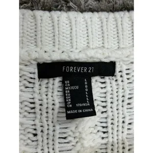 Women’s Ivory Chunky Cable Knit Sweater Pink Ribbon Bow Oversized Himekaji L thumbnail 9