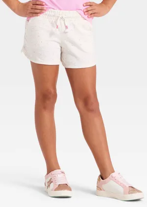 Girls' Knit Pull-On Shorts - Cat & Jack Cream Large 10/12 New Comfy Sweatshorts thumbnail 1