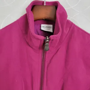 Columbia Womens Jacket Vest Sz S Pink Mock Neck Full Zip Fleece Paneled Lined thumbnail 4