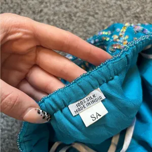 Beaded Silk Halter Top Blue thumbnail 4
