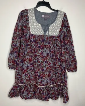 Elestory 100% cotton peasant dress floral pattern‎ size XL thumbnail 1