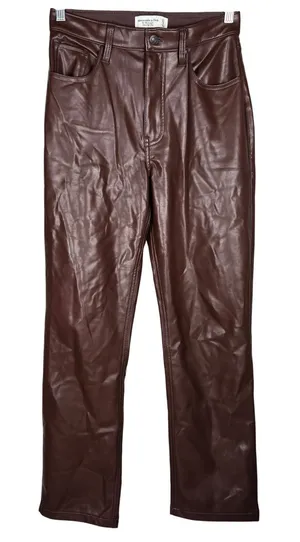 Abercrombie & Fitch 90s Straight Ultra High Rise Faux Leather Pants Brown 27/4S thumbnail 1