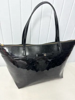 Kate Spade Patent Leather Black Polka Dot Large Tote‎ thumbnail 2