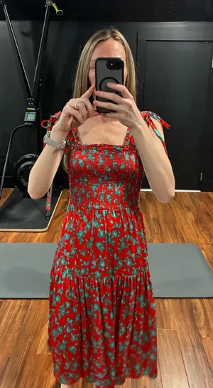 Love, Whit By Whitney Port Red Floral Print Dress thumbnail 1