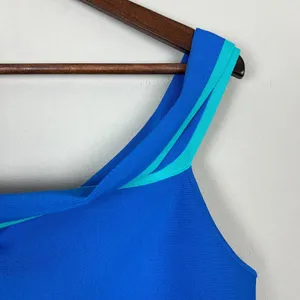 BCBG MAXAZRIA Top Womens XL Blue‎ Off The Shoulder Cropped Stretch Knit New NWT thumbnail 4