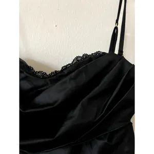 Oh Polly Yesenia Satin Scalloped Bandeau Ruched Mini Dress Black Size 4 New thumbnail 4