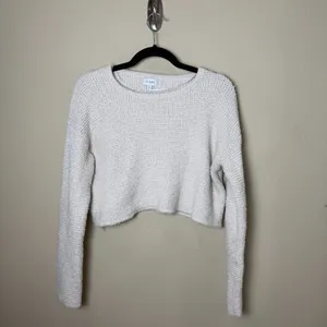 LA HEARTS Nubby Chunky Tan Cream Crew Neck Sweater Cropped Size Small thumbnail 2