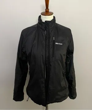 Marmot Jacket Full Zip Wind Rain Fleece Lined Lightweight Packable Pockets Black thumbnail 2