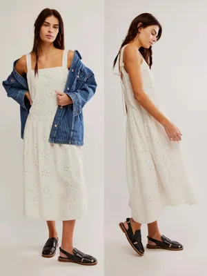 NWT‎ Free People Primavera Eyelet Midi Dress White Cotton Cottage Boho Sundress thumbnail 2