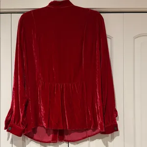 J. Jill Rich Red Velvet Button Down Shirt medium‎ thumbnail 6