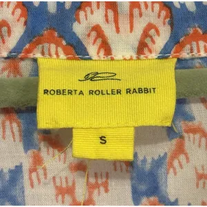 Roller Rabbit Blue Orange Ikat Roll Tab Sleeve Collared Tunic Shirt Dress Size S thumbnail 4