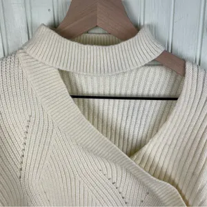 NEW Lulus Trendy Forecast Ivory Pointelle Knit Mock Neck Cutout Sweater Small thumbnail 6