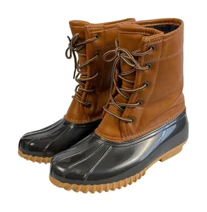 Sporto Arianna Duck Rain Boots Tan Brown Black‎ Rubber Lace Up Womens 6 Western Retro thumbnail 1