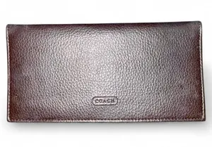 Vintage Y2K Coach Metallic Bronze Leather Checkbook Cover thumbnail 1