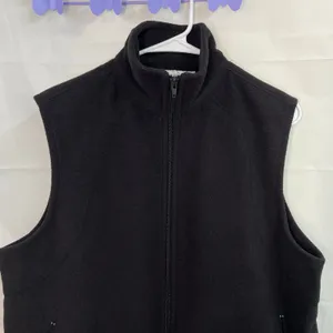 Architect women's black fleece mock neck full zip soft winter basic vest large‎ thumbnail 3