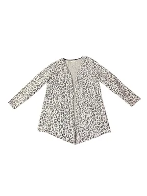 Maurices Womens XXL Fuzzy Open Front Cardigan Leopard Print Cozy Pockets Used thumbnail 3