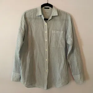 ATM Blue White Stripe Boyfriend Button Down Blouse Cotton Preppy Minimalist XS thumbnail 2