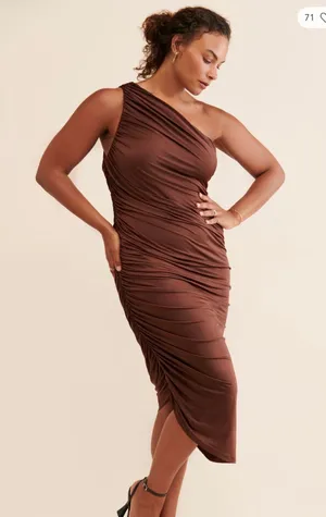 Eloquii Brown ruched Anthropologie dress thumbnail 1