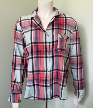 Victoria’s Secret Plaid Light Blue Pajama Set SM thumbnail 1