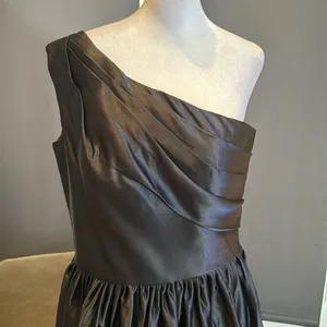 Women’s Black Satin One Shoulder Prom Party Formal Dress with Leg Slit Size 16 thumbnail 3