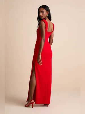 Lulu's Tayla Red Sleeveless Ruched Column Maxi Dress Long Dress Party Size Small thumbnail 3