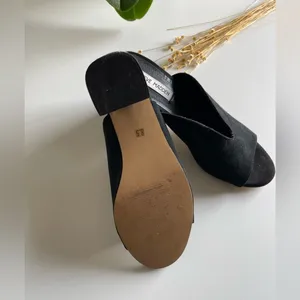 Steve Madden Chance black suede block heel slides sandals thumbnail 6