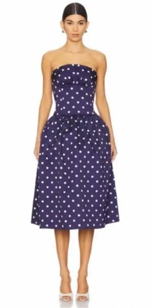 SELF-PORTRAIT Polka Dot Satin Midi Dress UK10/US6 thumbnail 1