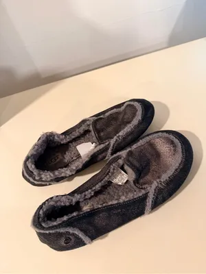 UGG Women's Metallic Charcoal Faux-Fur Lined Moccasin thumbnail 3