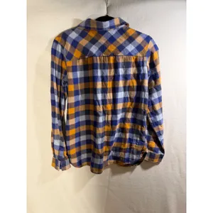 Columbia Sportswear Womens Medium Blue Orange Plaid Flannel Button Down Shirt thumbnail 3