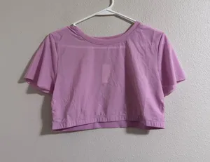 NWT AERIE SMOOTHEZ Women’s Lavender Short Sleeve Crop Top - Casual Everyday Tee thumbnail 1