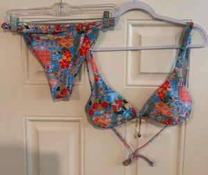 Tropical Floral Bikini Blue thumbnail 1